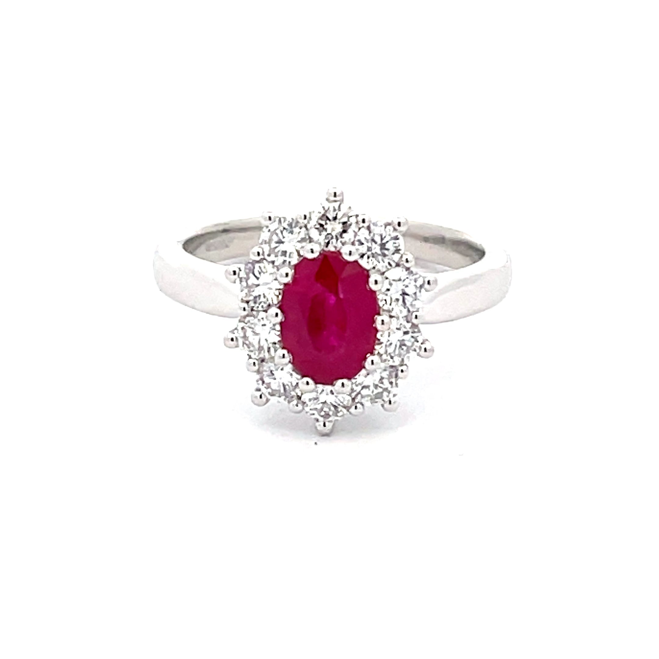 Ruby and Round Brilliant Cut Diamond Cluster Style Ring – Gardiner Brothers