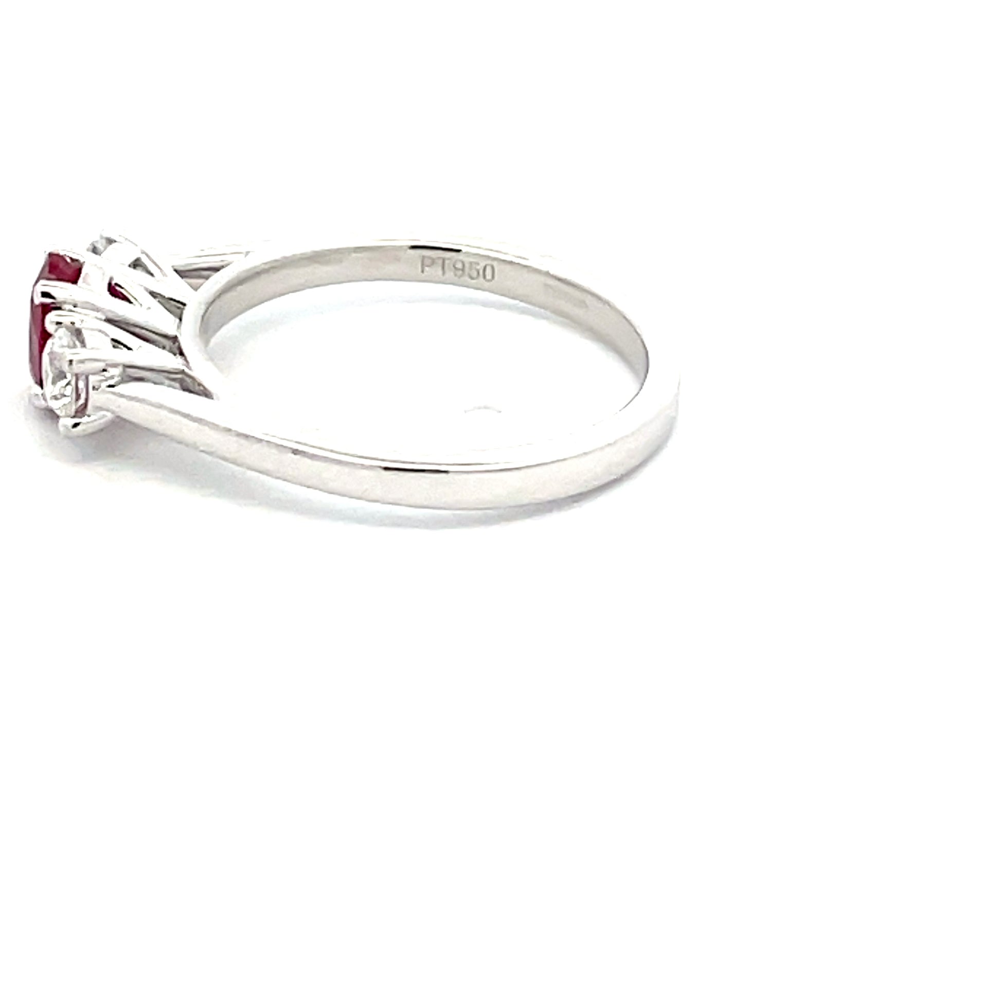Ruby and Round Brilliant cut diamond 3 stone ring  Gardiner Brothers   