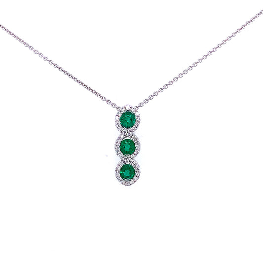 Emerald and Diamond Halo Style Pendant  Gardiner Brothers   