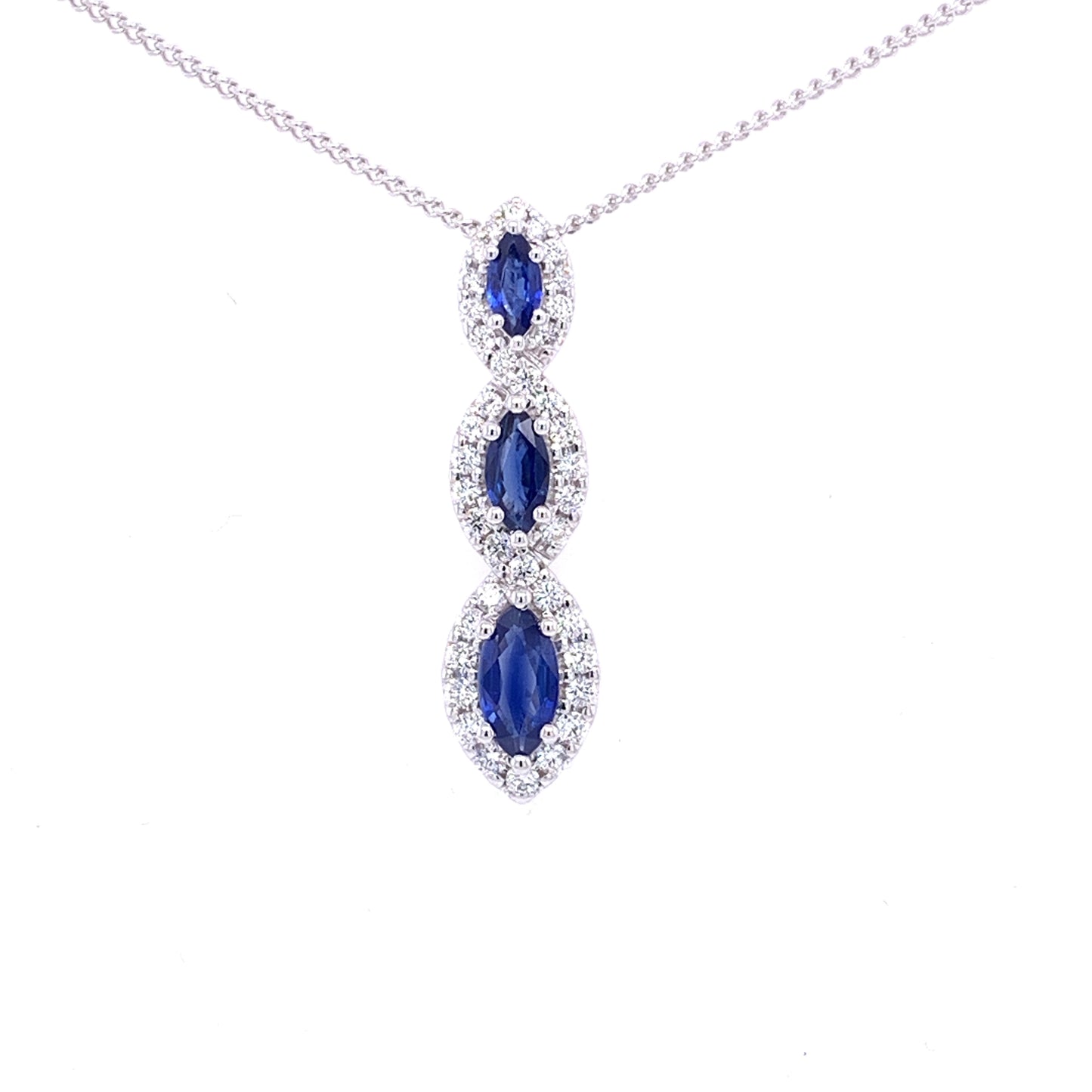 Sapphire and Diamond Halo Pendant  Gardiner Brothers   