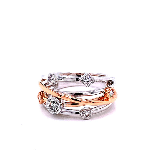 Rose and White Gold Bubble Style Diamond Ring  Gardiner Brothers   