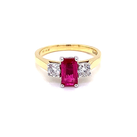 Ruby and Diamond 3 Stone Ring  gardiner-brothers   