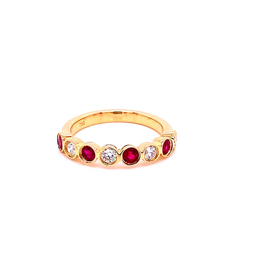 Ruby and Diamond Rub-over Style Ring  Gardiner Brothers   