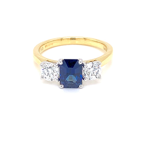 Sapphire and Diamond 3 Stone Ring  gardiner-brothers   