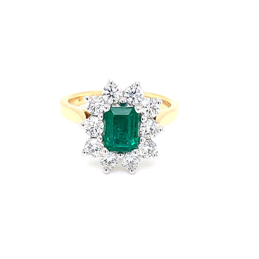 Emerald and Diamond Cluster Ring  gardiner-brothers   