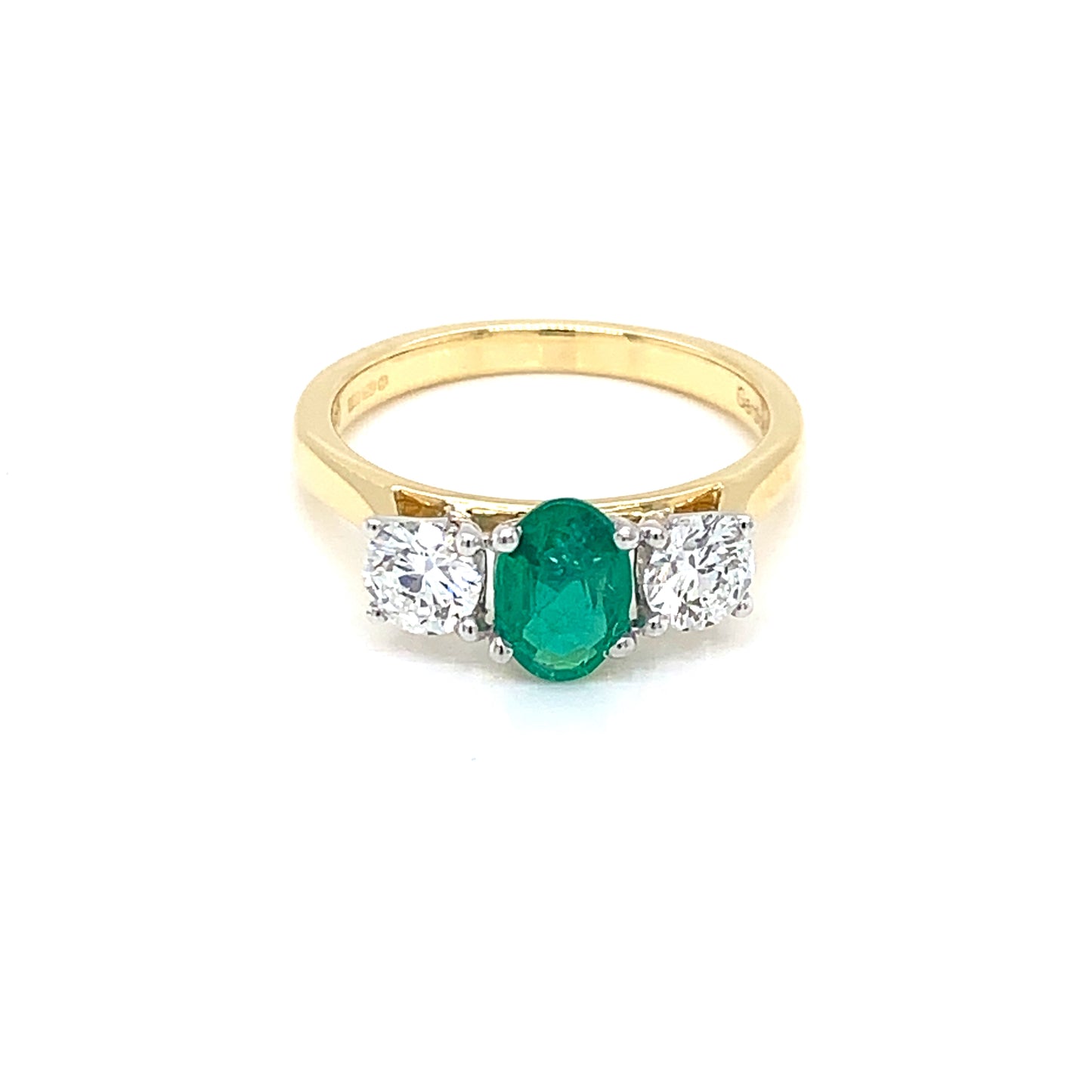 Emerald and Diamond 3 Stone Ring  gardiner-brothers   