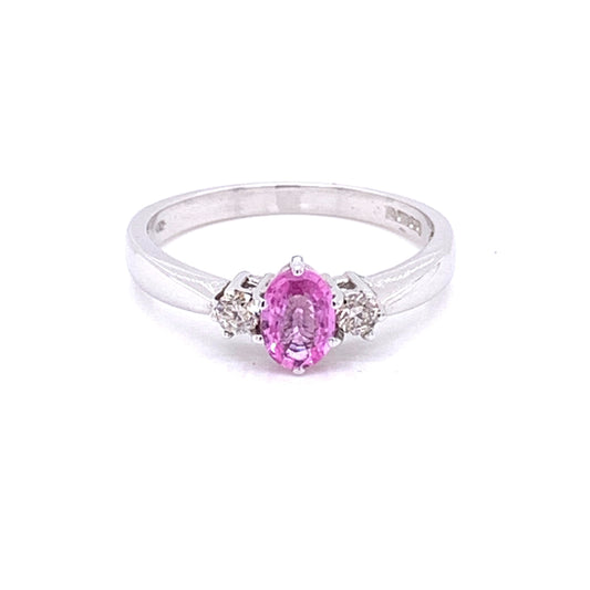 Pink Sapphire and Diamond 3 Stone Ring  Gardiner Brothers   