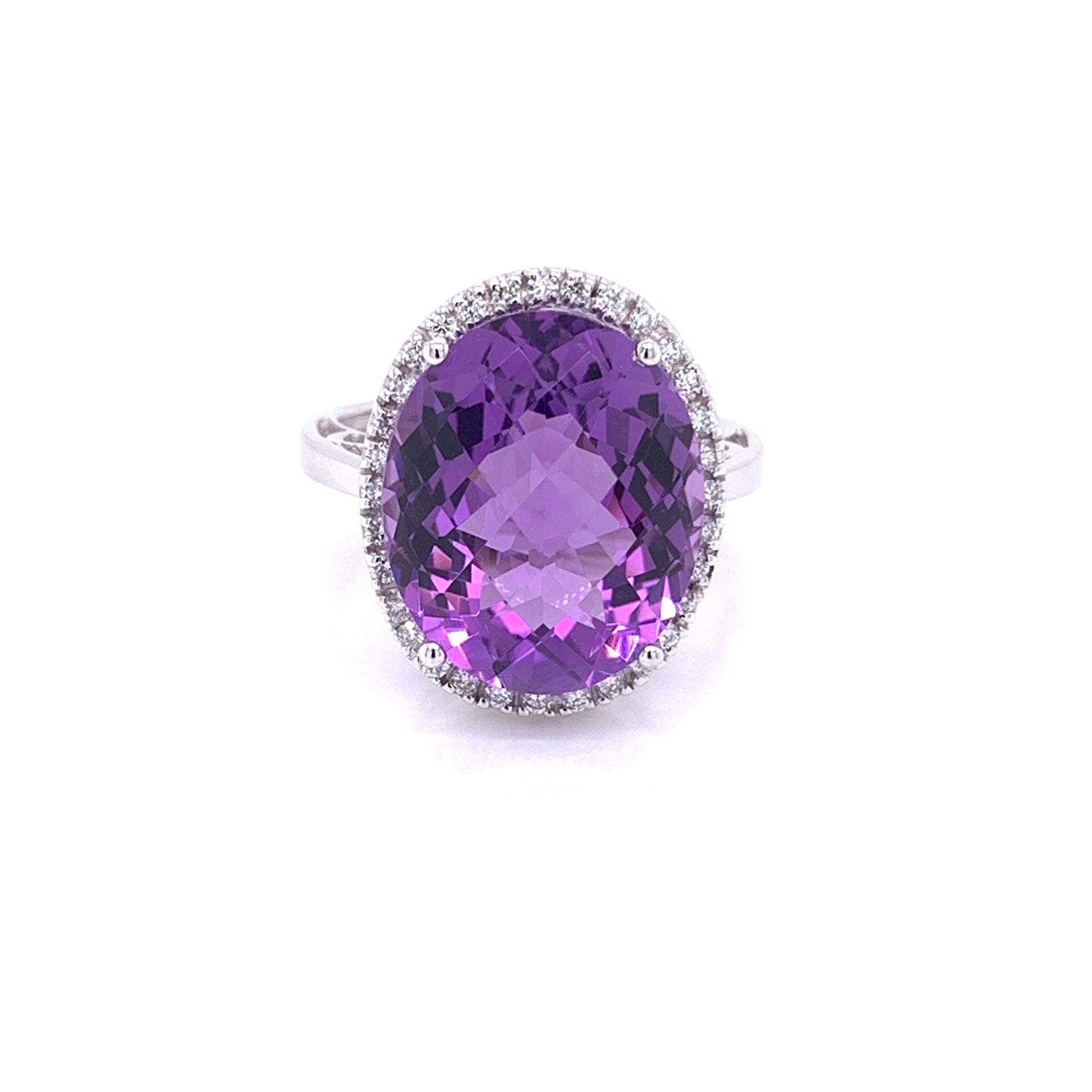 Amethyst and Diamond Halo Style Ring  Gardiner Brothers   