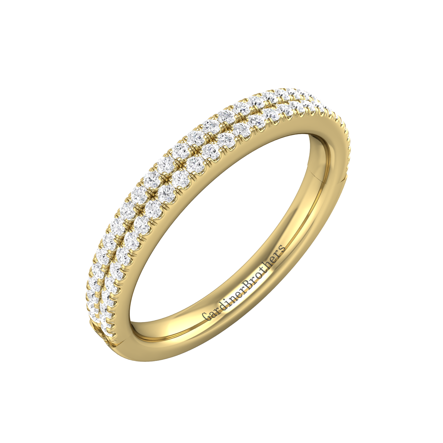 Double Row Round Brilliant Cut Diamond Wedding Band  gardiner-brothers 18ct Yellow Gold 0.30cts 