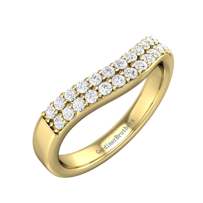 Double Row Curved Shaped Wedding Band  Gardiner Brothers 18ct Yellow Gold 0.30cts 