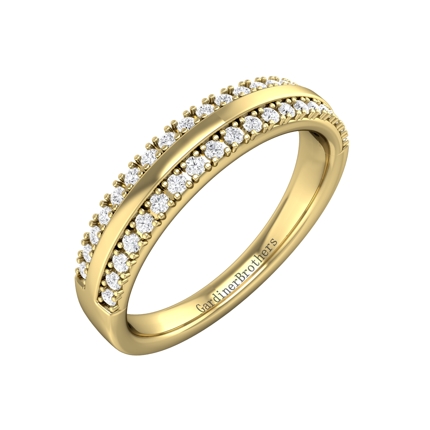 Double Row Round Brilliant Cut Diamond Wedding Band  gardiner-brothers 18ct Yellow Gold 0.30cts 