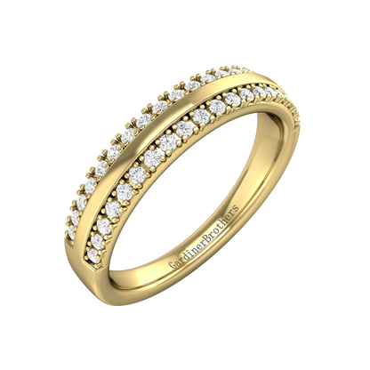 Double Row Round Brilliant Cut Diamond Wedding Band  gardiner-brothers 18ct Yellow Gold 0.30cts 