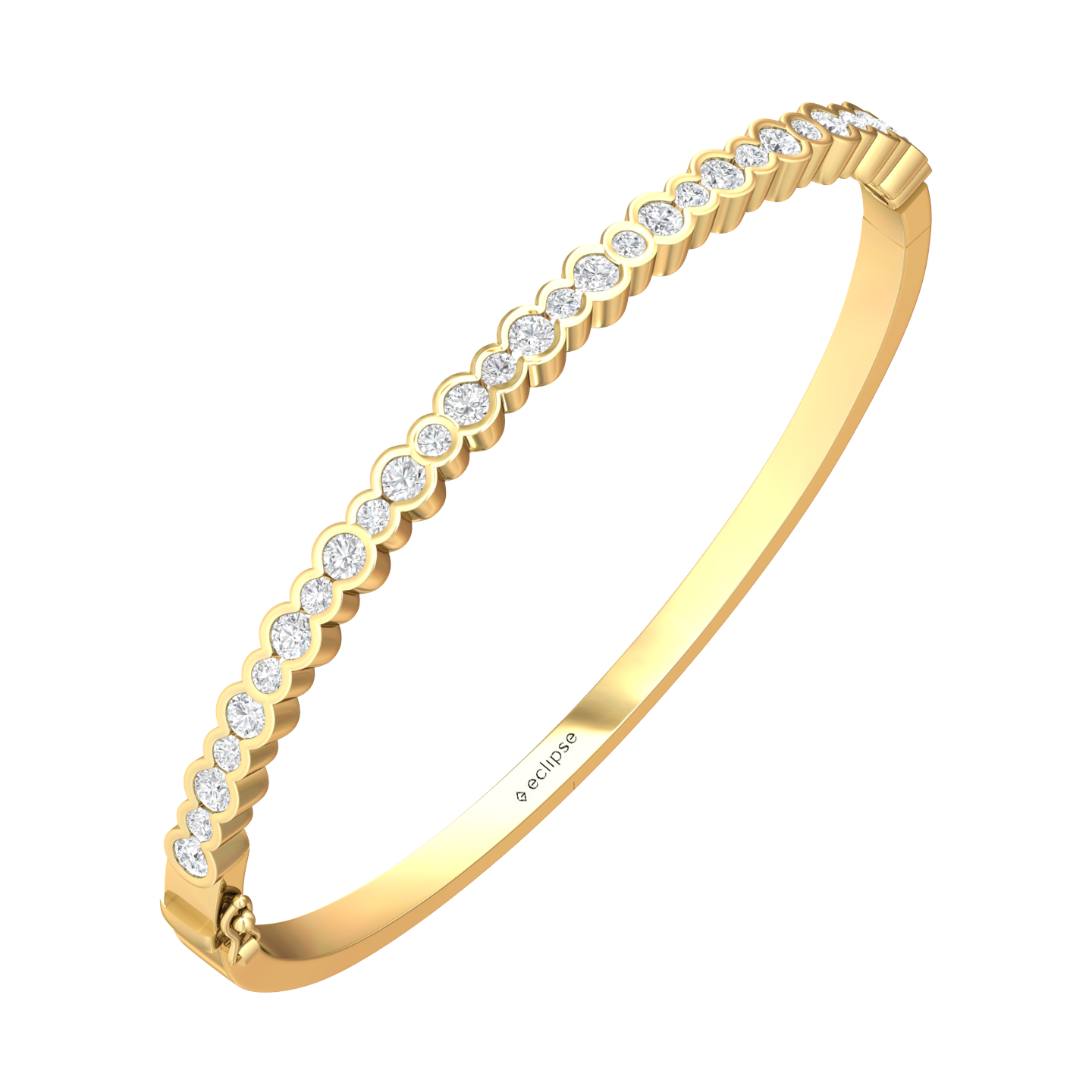 Eclipse Collection All Diamond Bangle  Gardiner Brothers 18ct Yellow Gold  