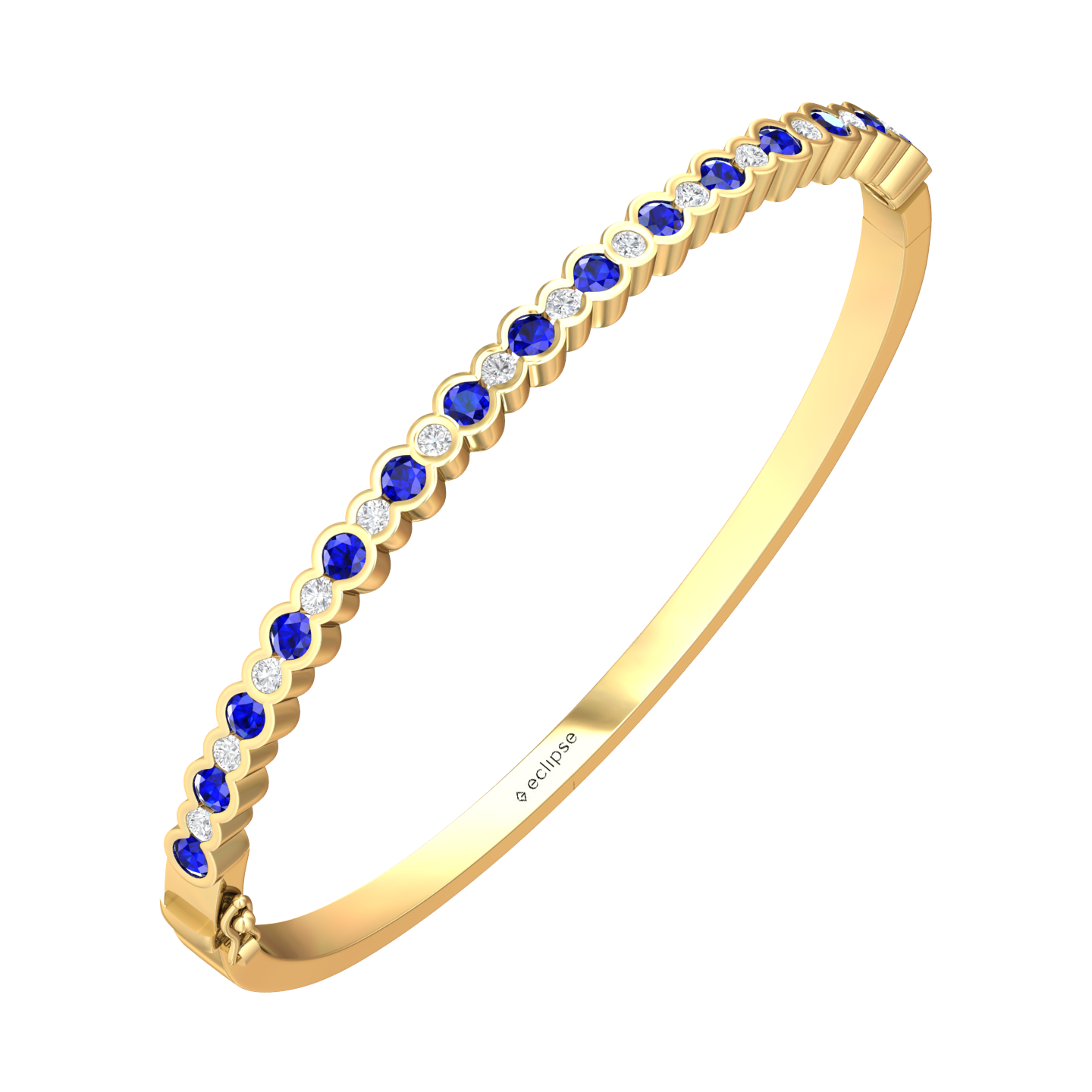 Eclipse Collection Sapphire and Diamond Bangle  Gardiner Brothers 18ct Yellow Gold  