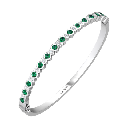 Eclipse Collection Emerald and Diamond Bangle  Gardiner Brothers 18ct White Gold  