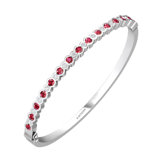 Eclipse Collection Ruby and Diamond Bangle  Gardiner Brothers 18ct White Gold  