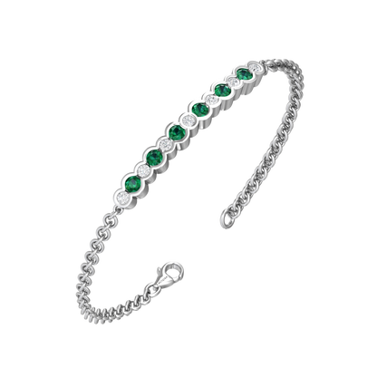Eclipse Collection Emerald and Diamond Bracelet  Gardiner Brothers 18ct White Gold  