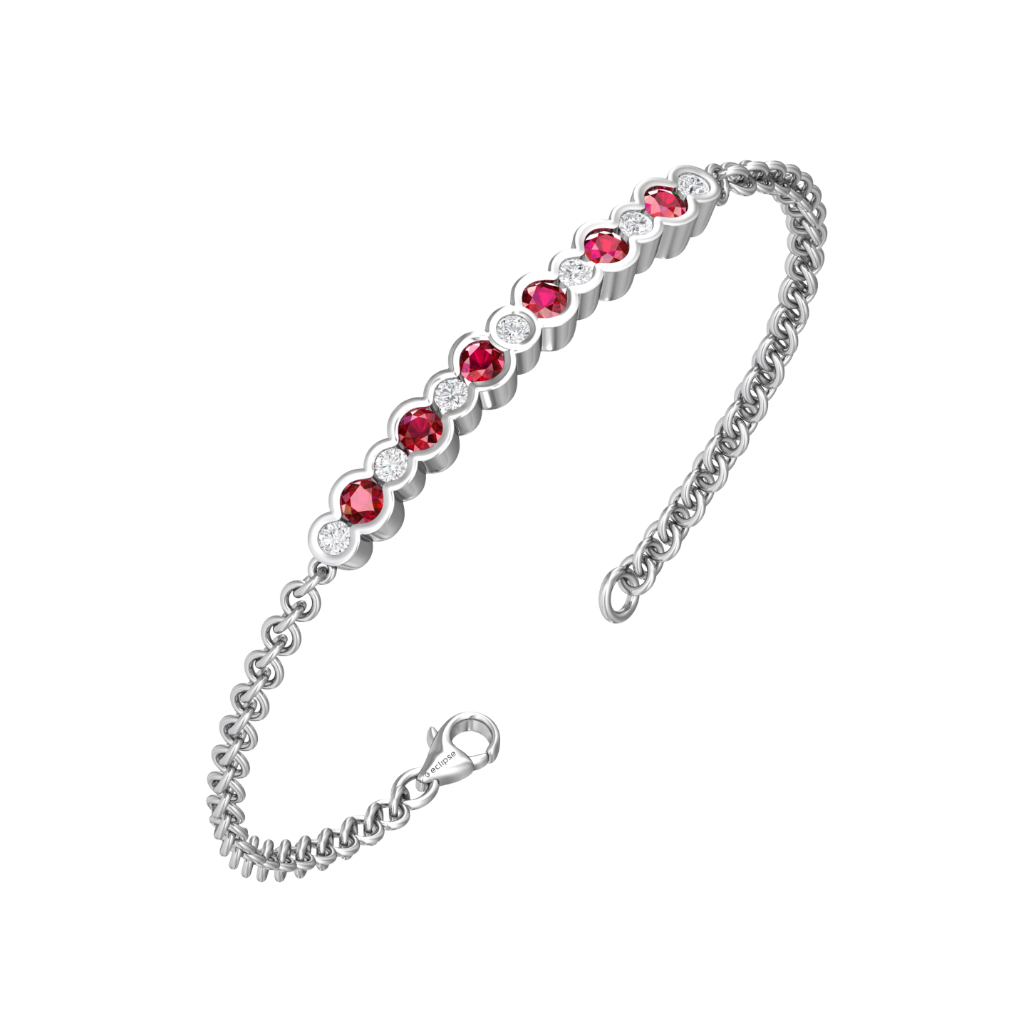 Eclipse Collection Ruby and Diamond Bracelet  Gardiner Brothers 18ct White Gold  