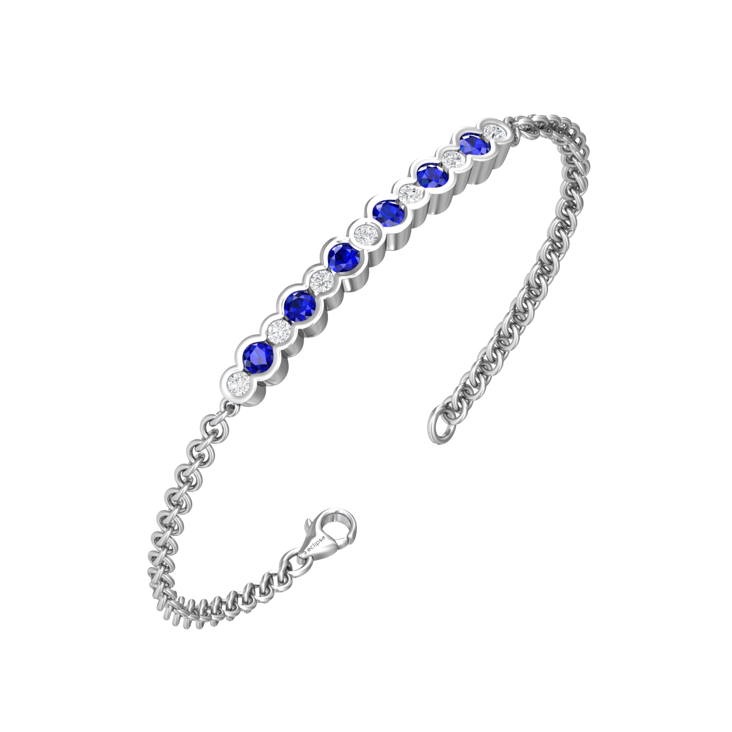Eclipse Collection Sapphire and Diamond Bracelet  Gardiner Brothers 18ct White Gold  
