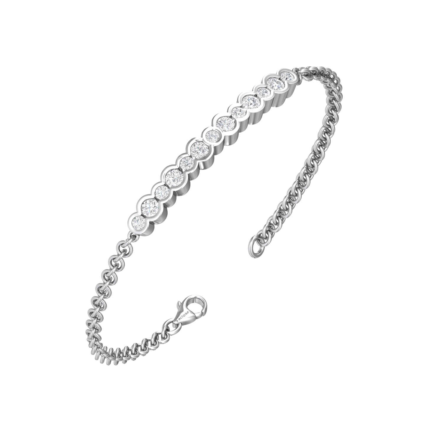 Eclipse Collection All Diamond Bracelet  Gardiner Brothers 18ct White Gold  