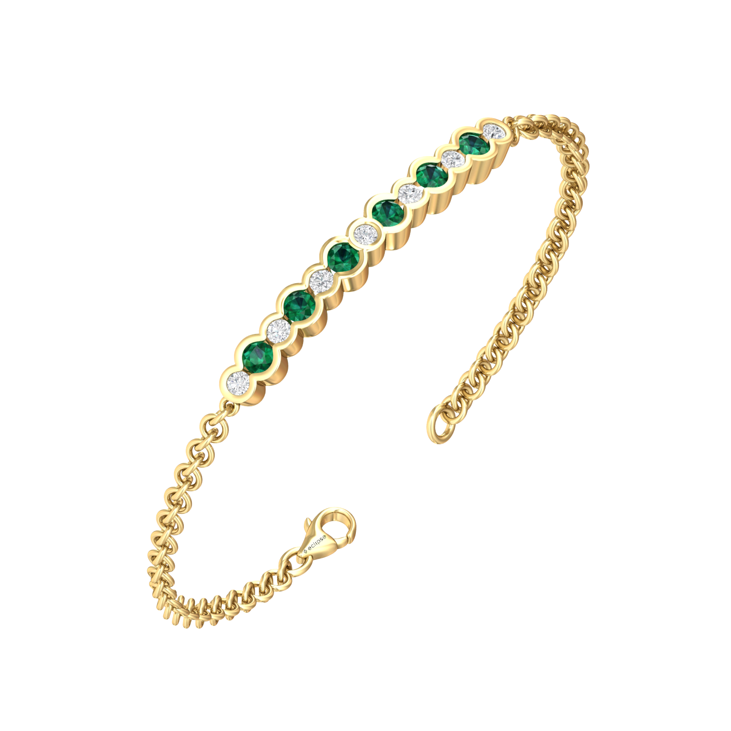 Eclipse Collection Emerald and Diamond Bracelet  Gardiner Brothers 18ct Yellow Gold  