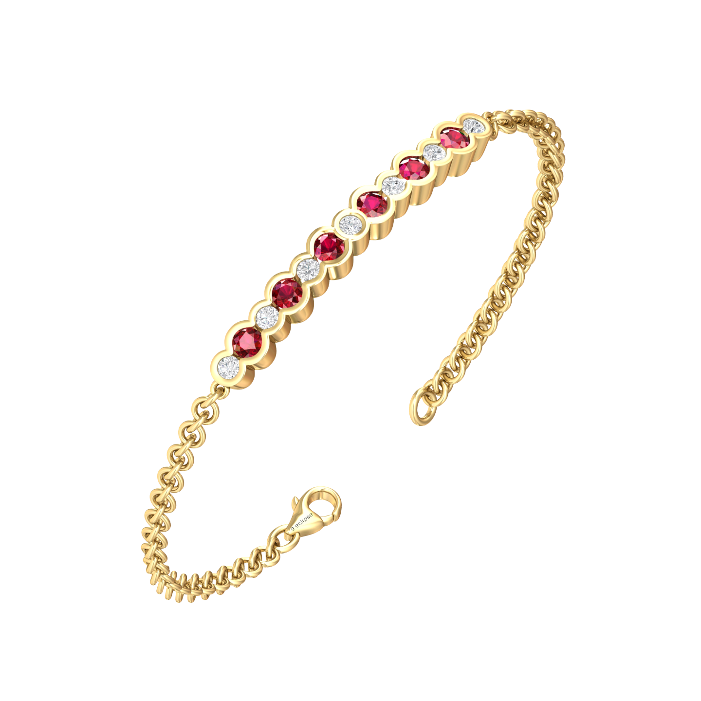 Eclipse Collection Ruby and Diamond Bracelet  Gardiner Brothers 18ct Yellow Gold  