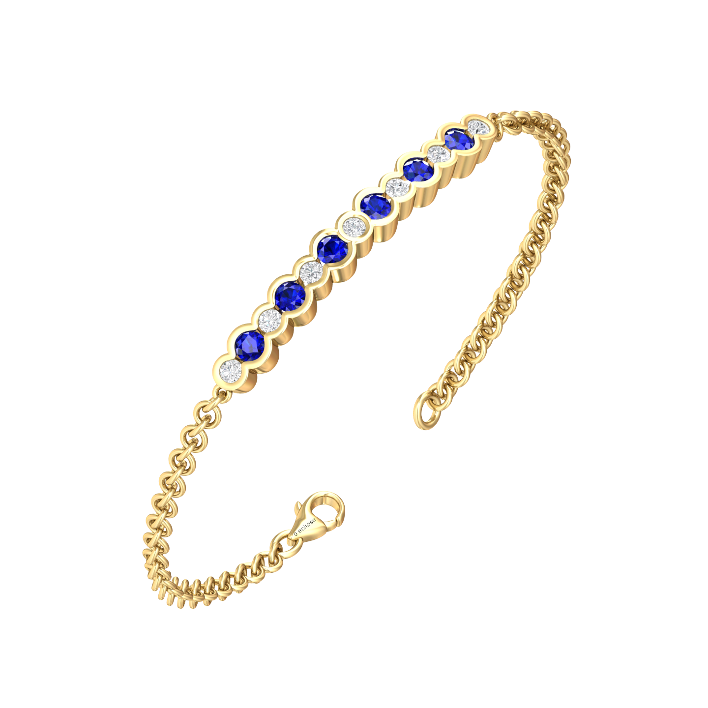 Eclipse Collection Sapphire and Diamond Bracelet  Gardiner Brothers 18ct Yellow Gold  