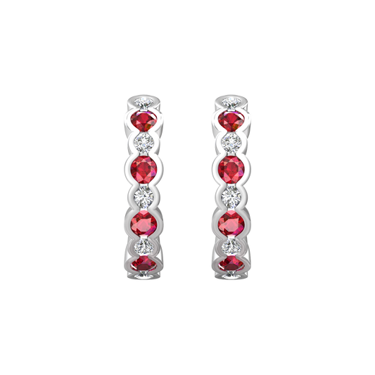 Eclipse Collection Ruby and Diamond Hoop Earrings  Gardiner Brothers   
