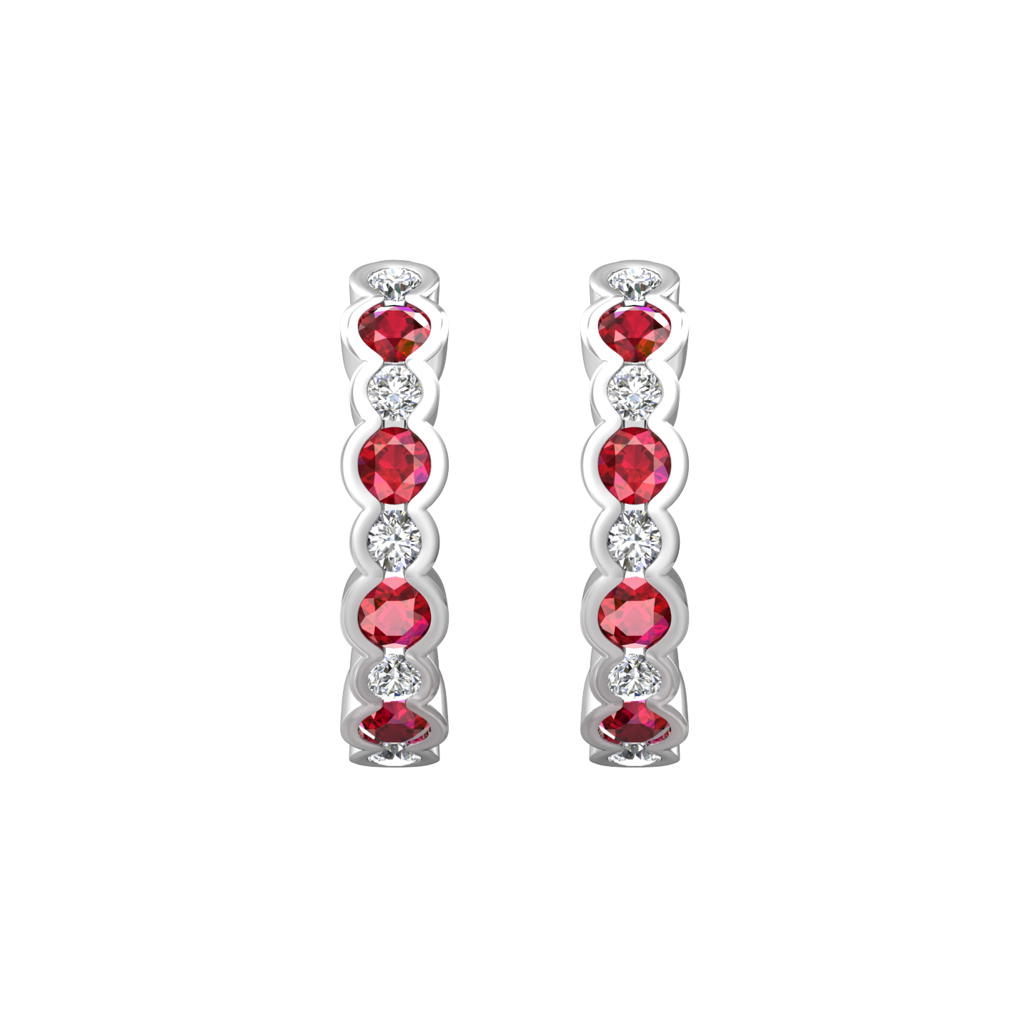 Eclipse Collection Ruby and Diamond Hoop Earrings  Gardiner Brothers   