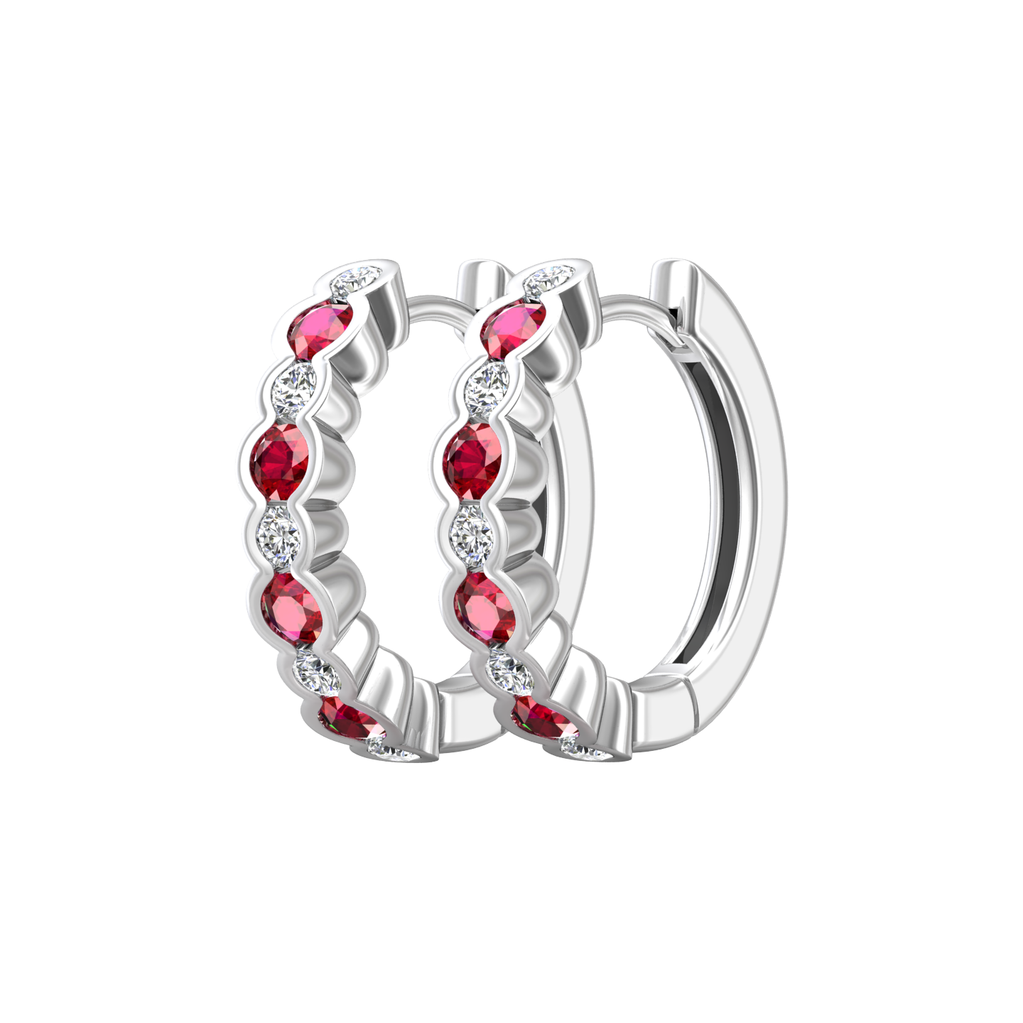 Eclipse Collection Ruby and Diamond Hoop Earrings  Gardiner Brothers   