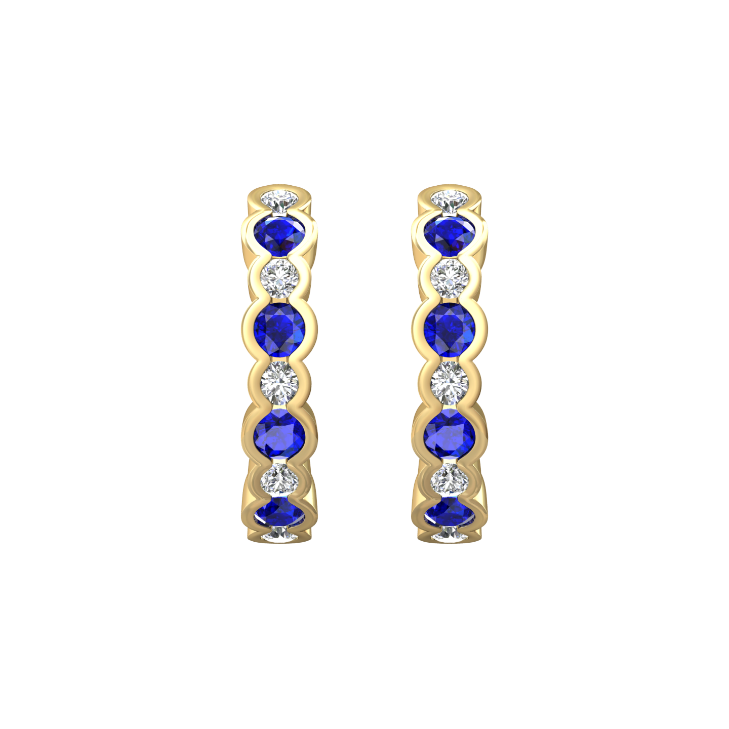 Eclipse Collection Sapphire and Diamond Hoop Earrings  Gardiner Brothers 0.89cts 18ct yellow Gold 