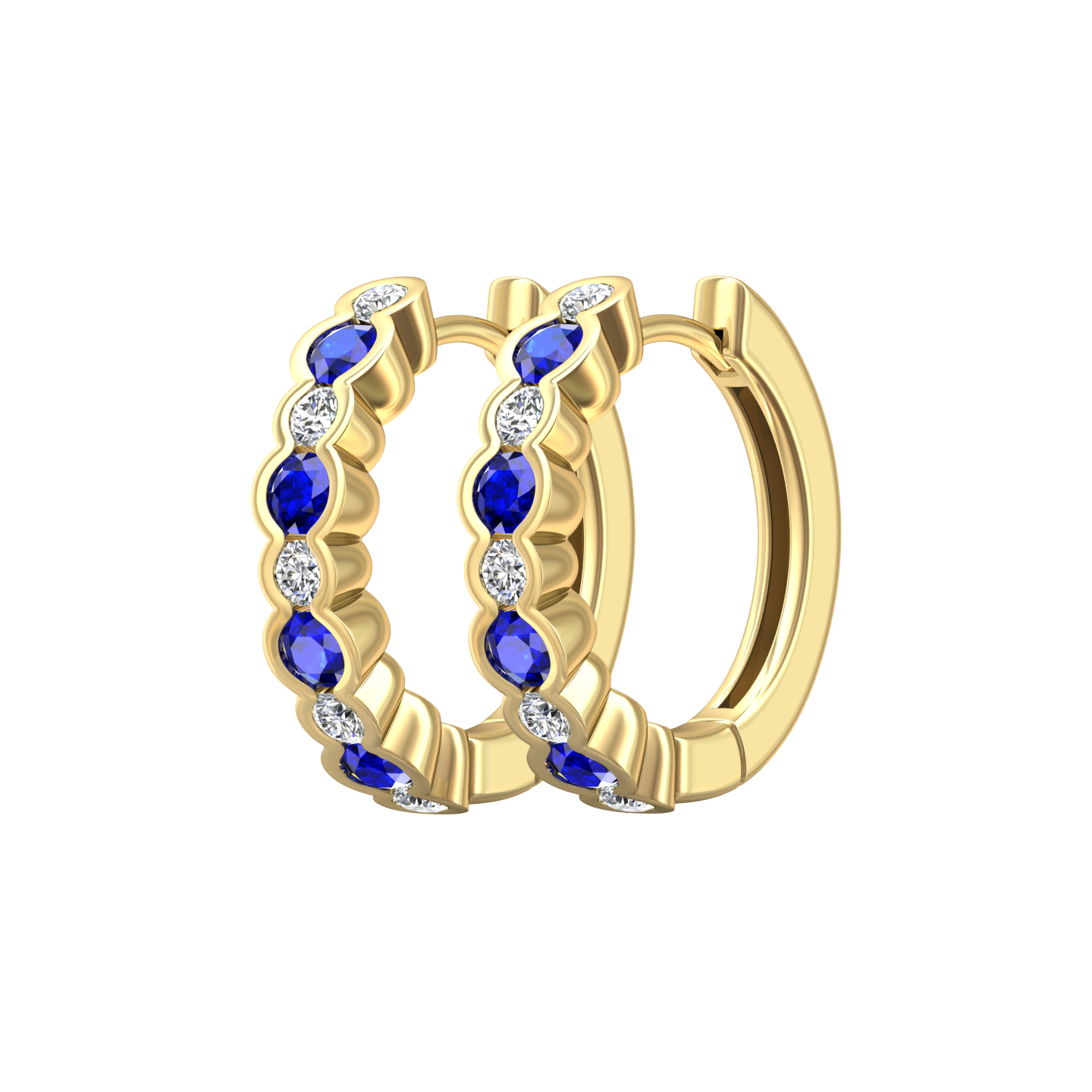 Eclipse Collection Sapphire and Diamond Hoop Earrings  Gardiner Brothers   