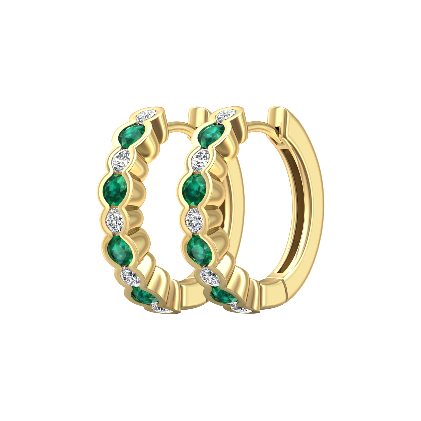 Eclipse Collection Emerald and Diamond Hoop Earrings  Gardiner Brothers   