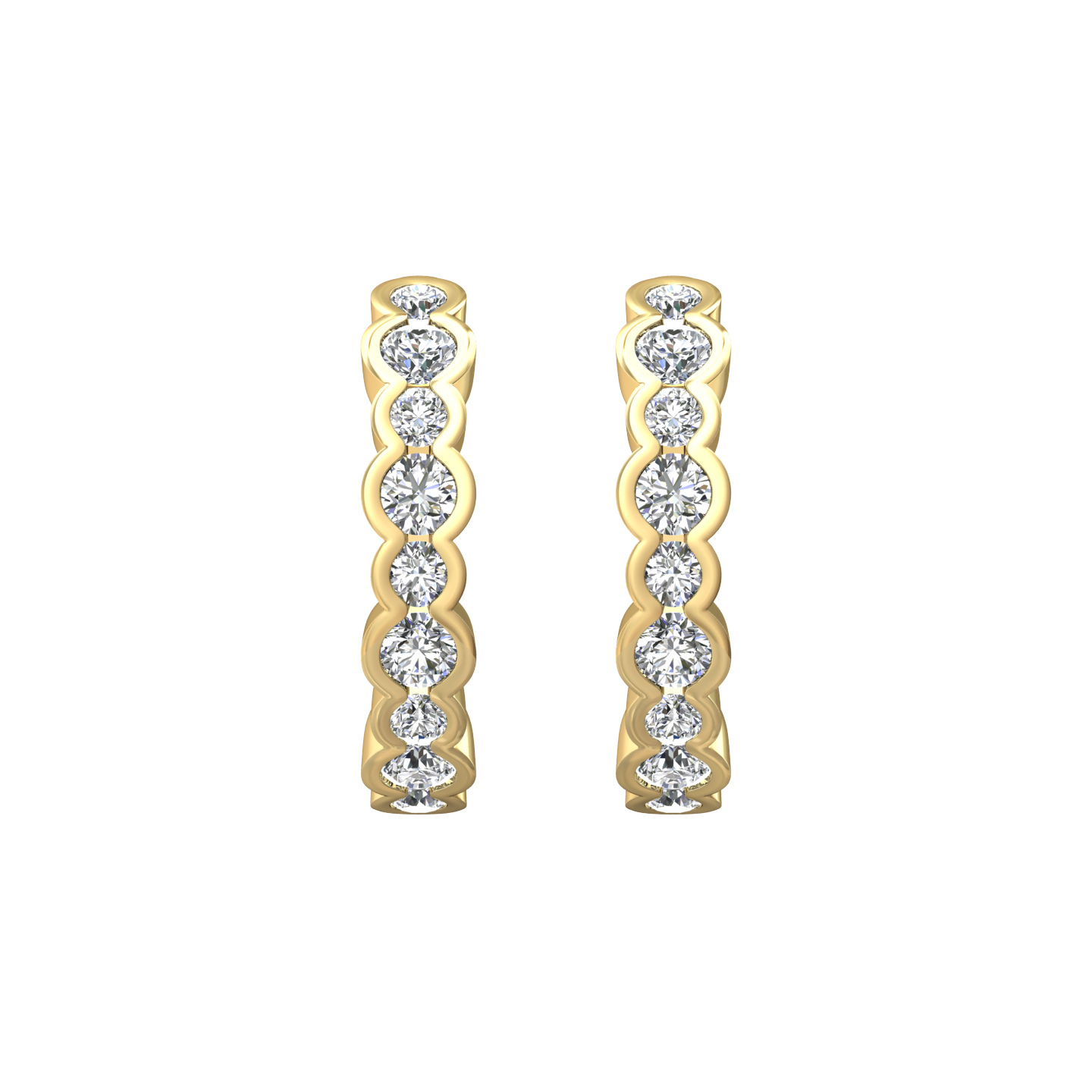 Eclipse Collection All Diamond Hoop Earrings  Gardiner Brothers 0.75cts 18ct Yellow Gold 