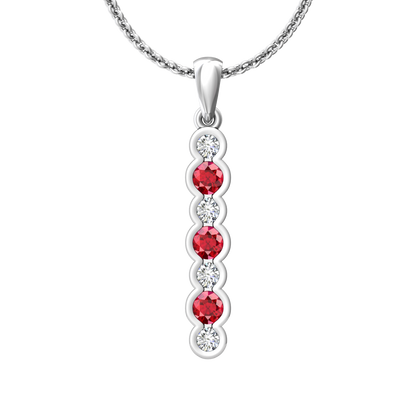 Eclipse Collection Ruby and Diamond Stick Pendant  Gardiner Brothers 18ct White Gold  