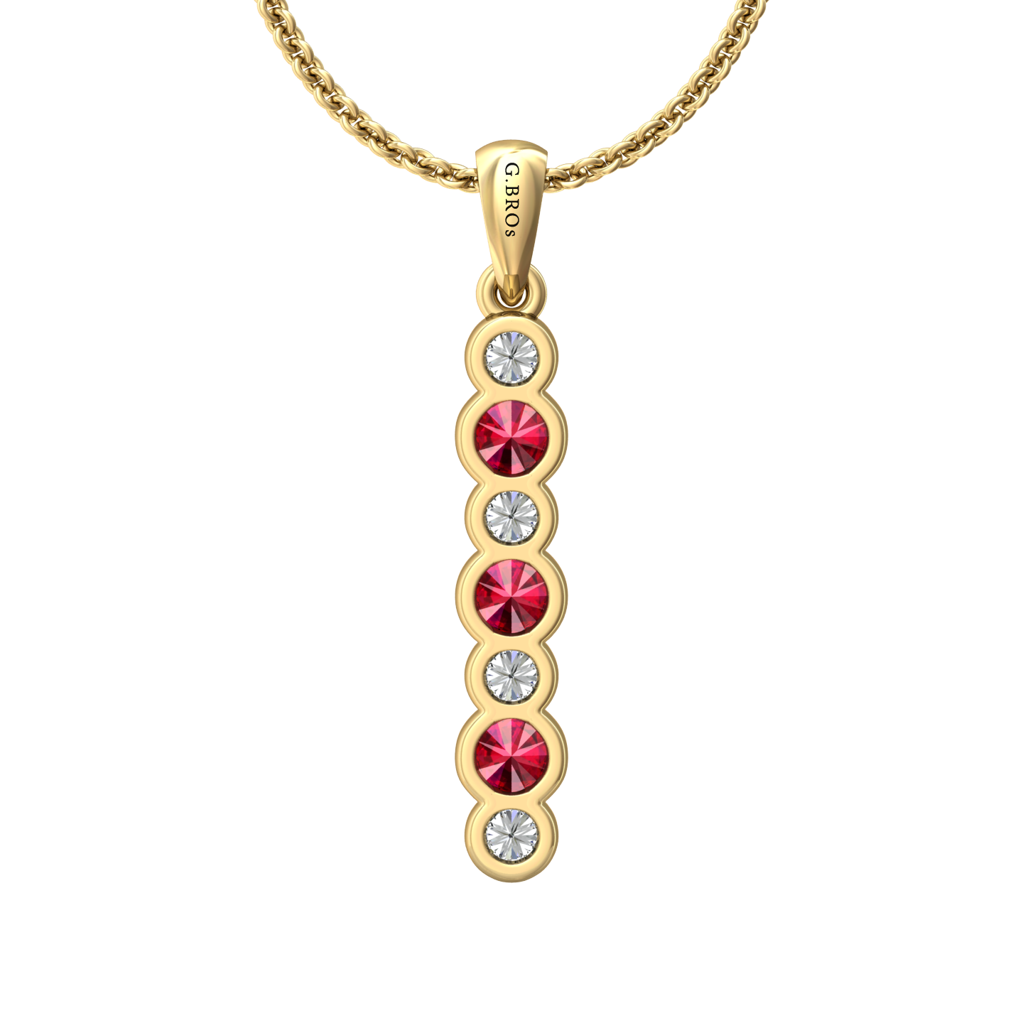Eclipse Collection Ruby and Diamond Stick Pendant  Gardiner Brothers   