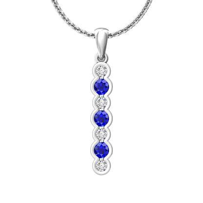 Eclipse Collection Sapphire and Diamond Stick Pendant  Gardiner Brothers 18ct White Gold  
