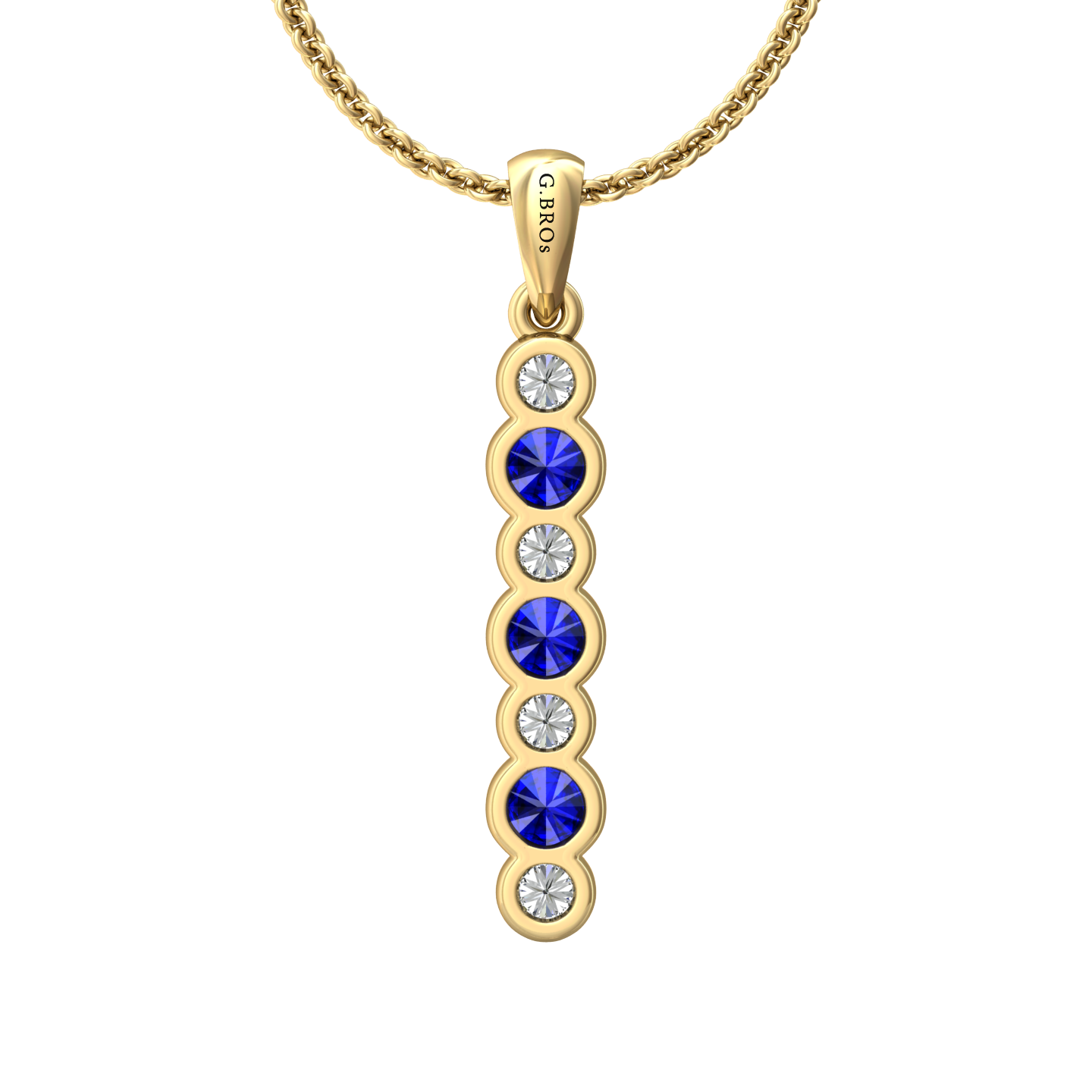 Eclipse Collection Sapphire and Diamond Stick Pendant  Gardiner Brothers   