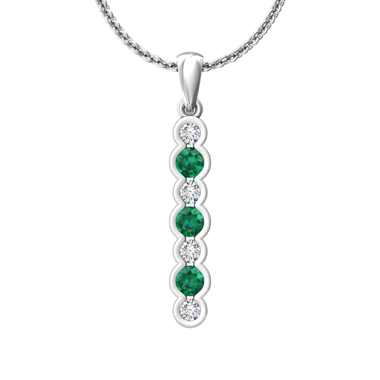 Eclipse Collection Emerald and Diamond Stick Pendant  Gardiner Brothers 18ct White Gold  