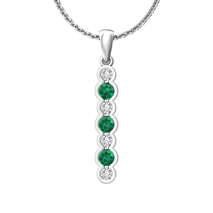 Eclipse Collection Emerald and Diamond Stick Pendant  Gardiner Brothers 18ct White Gold  