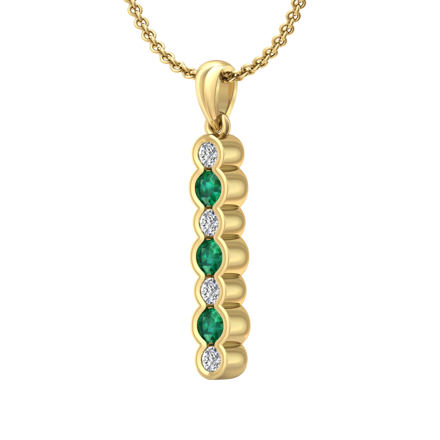 Eclipse Collection Emerald and Diamond Stick Pendant  Gardiner Brothers   