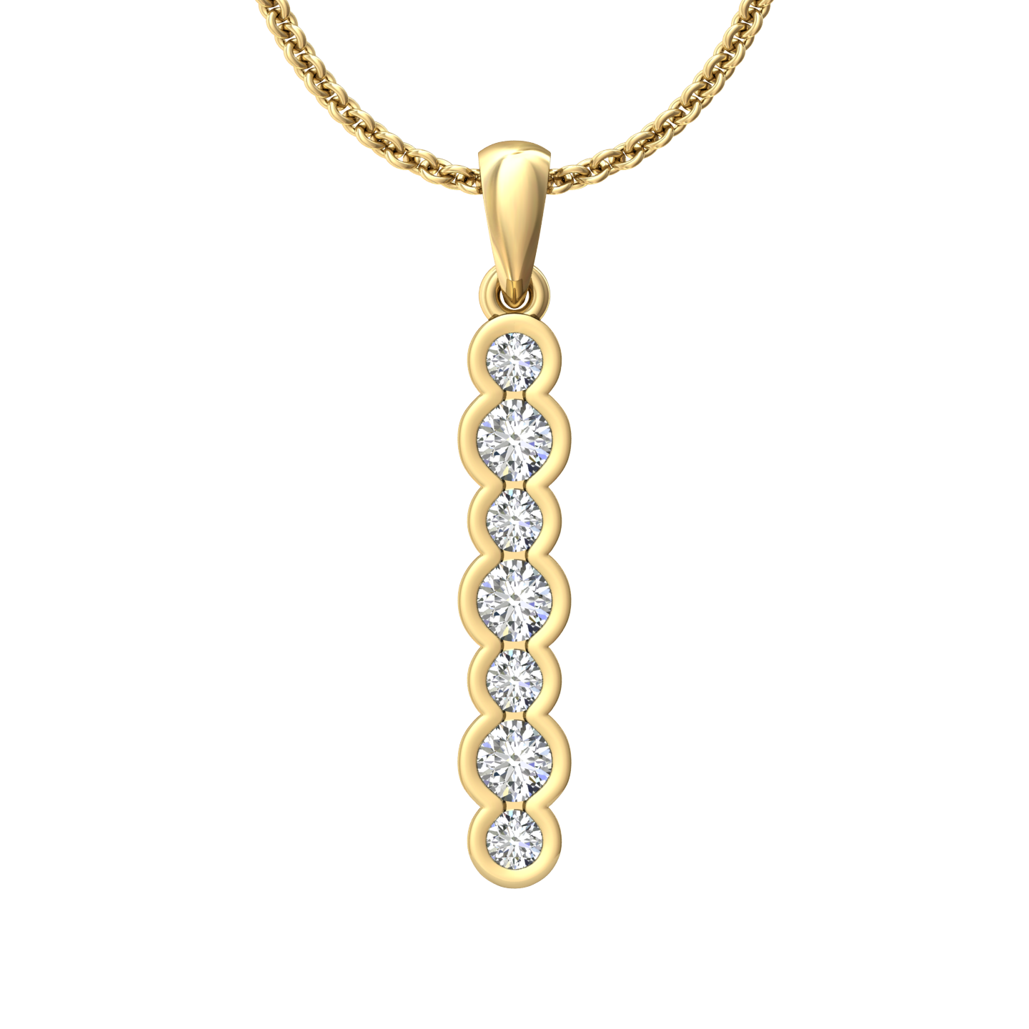 Eclipse Collection All Diamond Stick Pendant  Gardiner Brothers 18ct Yellow Gold  