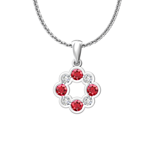 Eclipse Collection Ruby and Diamond Circle Pendant  Gardiner Brothers 18ct White Gold  