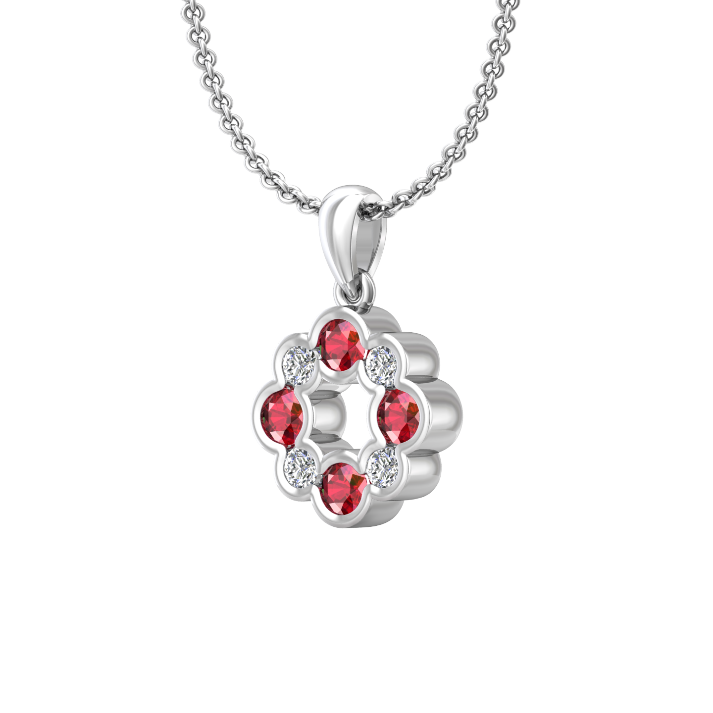Eclipse Collection Ruby and Diamond Circle Pendant  Gardiner Brothers   