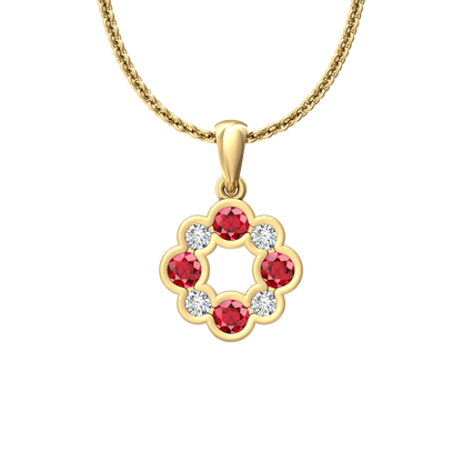 Eclipse Collection Ruby and Diamond Circle Pendant  Gardiner Brothers 18ct Yellow Gold  