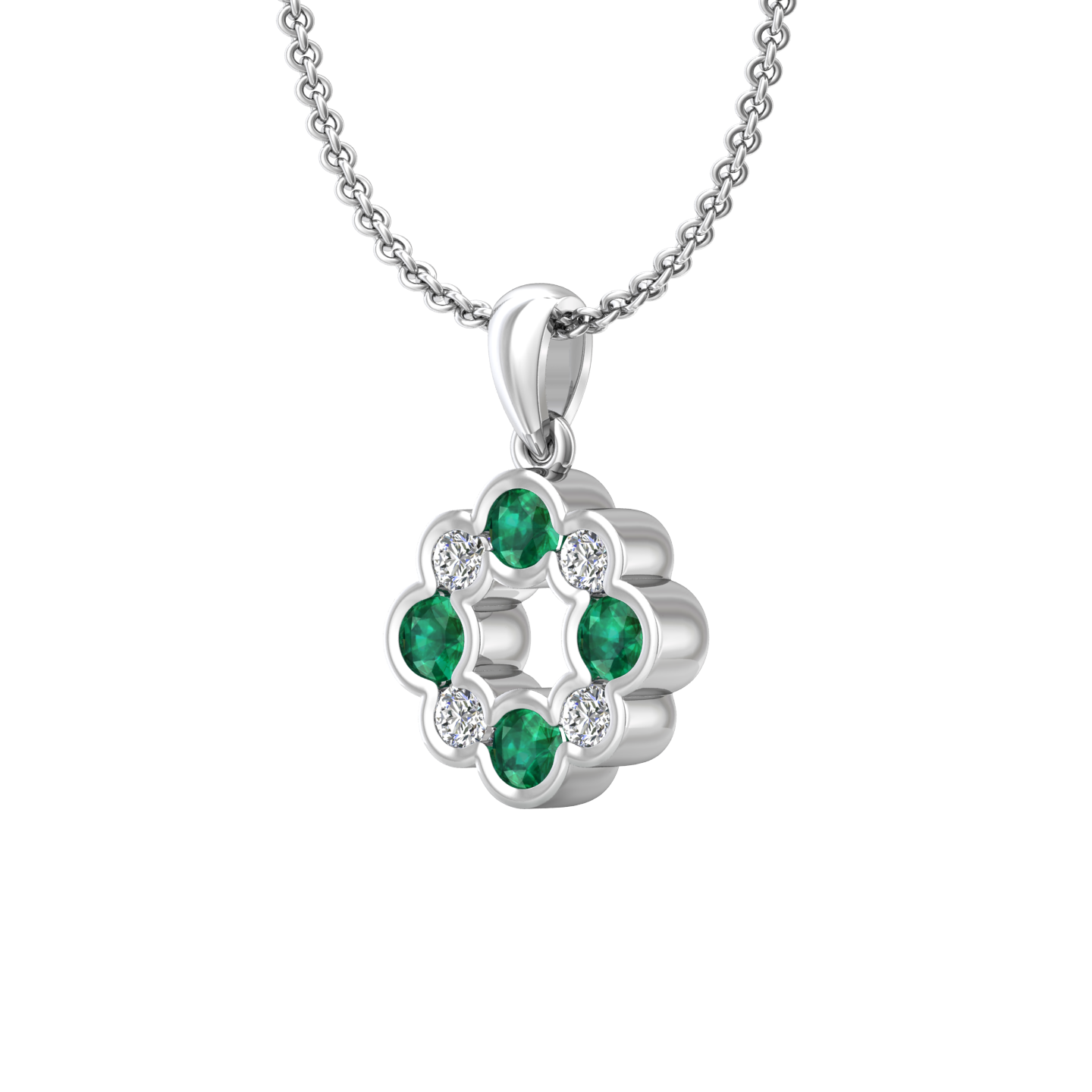 Eclipse Collection Emerald and Diamond Circle Pendant  Gardiner Brothers   