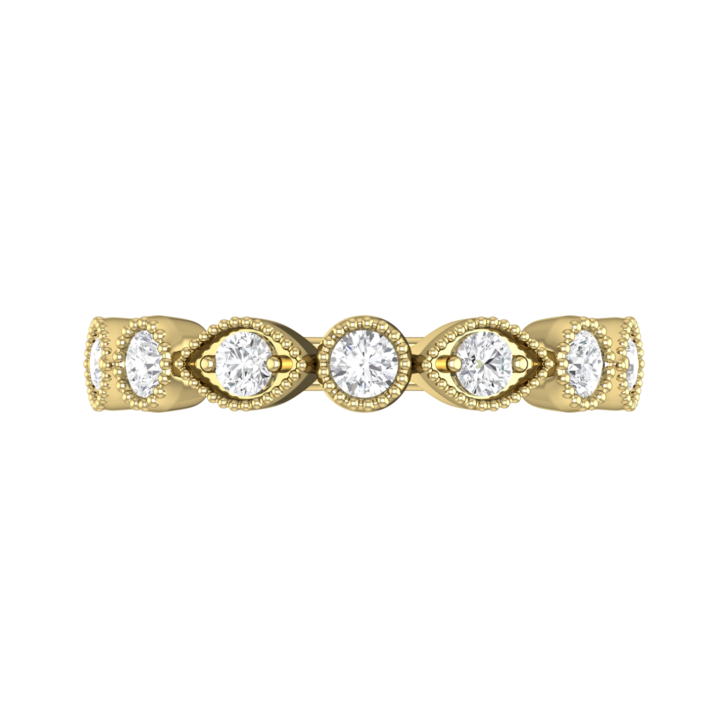 Round Brilliant Cut Vintage Style Diamond Set Wedding Band  Gardiner Brothers   