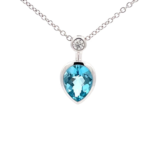 White Gold Swiss Blue Topaz Necklace  Gardiner Brothers   