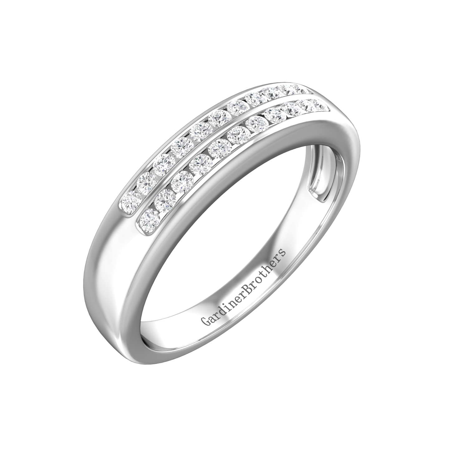 Round Brilliant Cut, Double Row Diamond Wedding Band  gardiner-brothers   