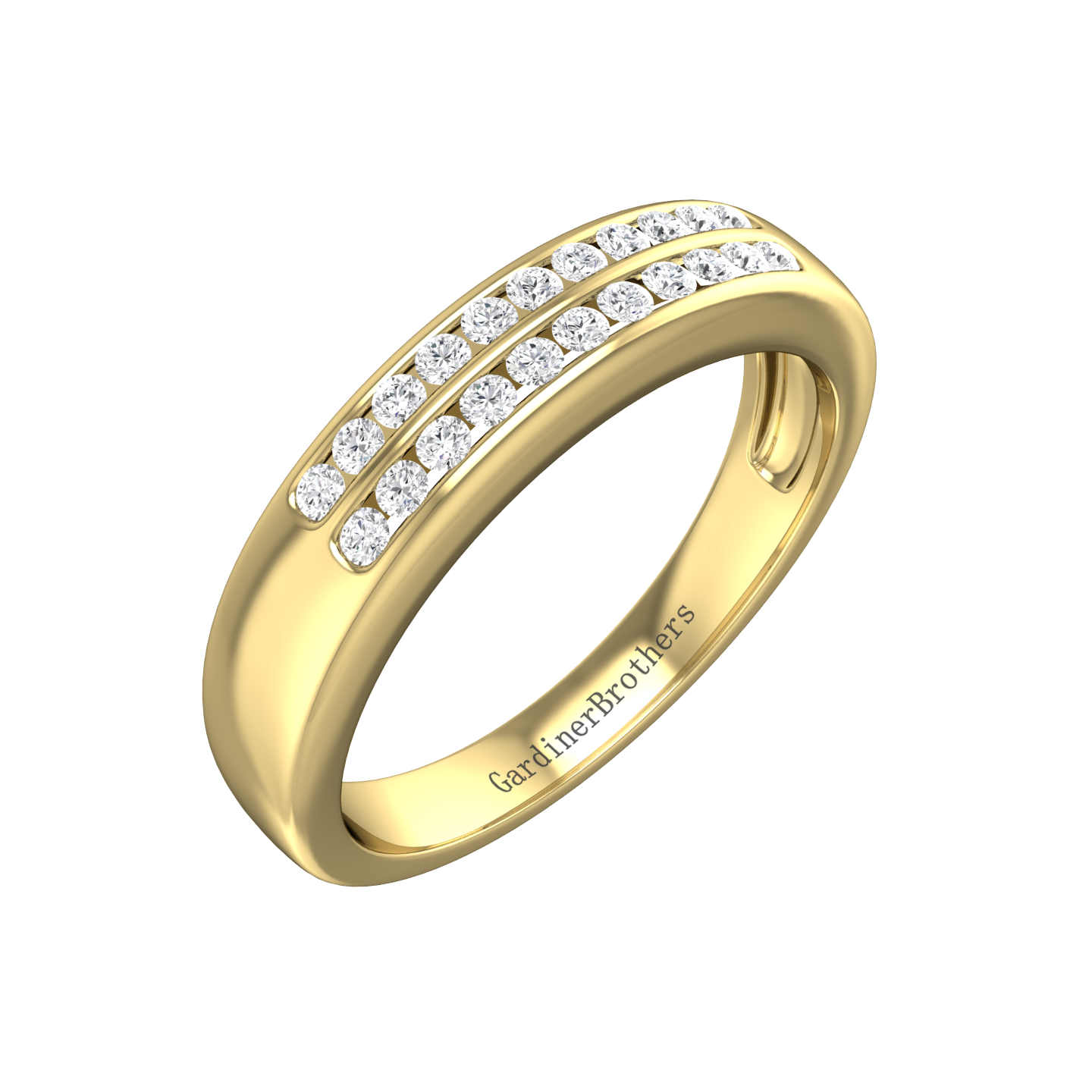 Round Brilliant Cut, Double Row Diamond Wedding Band  gardiner-brothers   